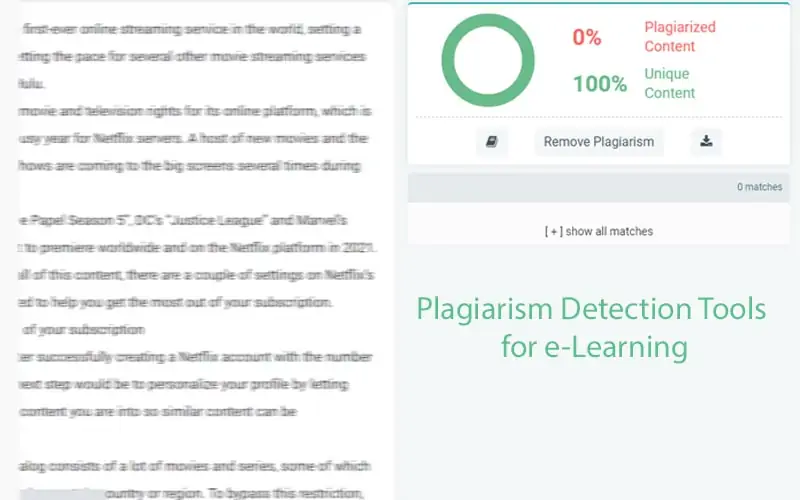 Development of Plagiarism Detection Tools for e-Learning.